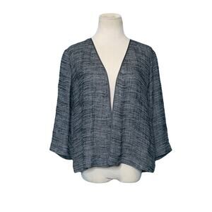 Eileen Fisher black linen open kimono jacket size XXS